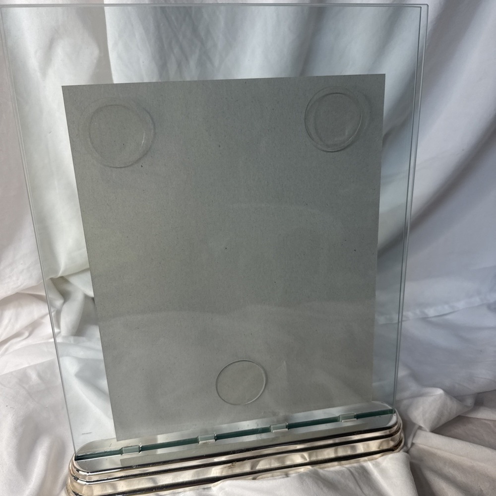 Y2K Pottery Barn Grace Table Floating Glass Picture Frame Chrome Weighted Stand - Picture 8 of 11